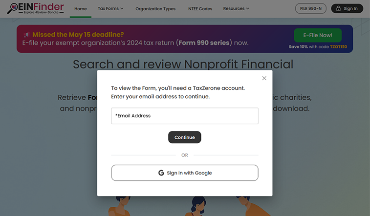 Step 1: Sign in to TaxZerone’s EIN Finder