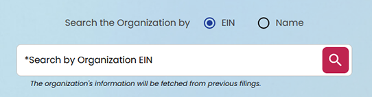 Step 2: Enter the nonprofit’s EIN or name in the search bar.